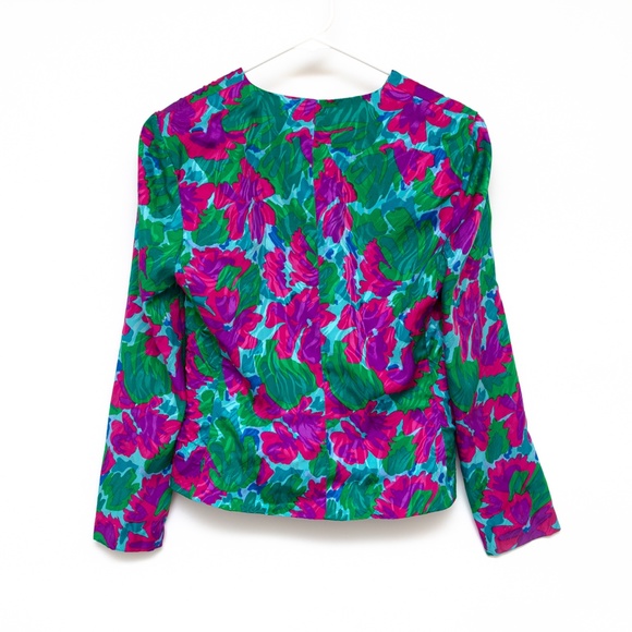 Papéll Women's Petites Size 4 Floral Jacket - Fuchsia / Green - Picture 2 of 4